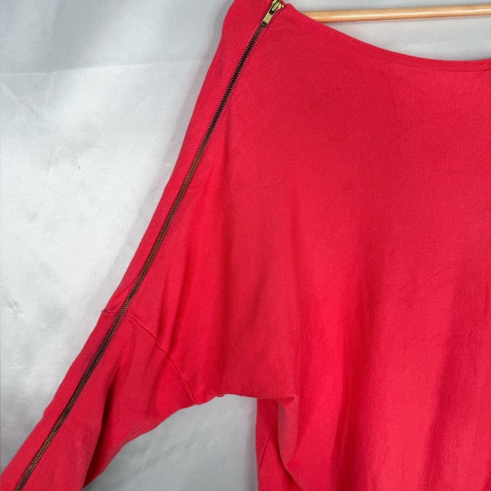 Express Coral‎ Dolman Sleeve Top w/ Shoulder Zipper Detail Size Large